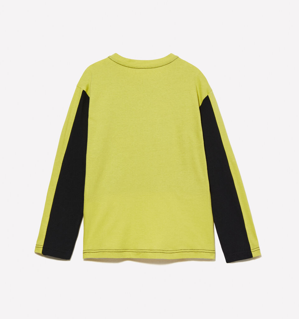 Yellow color block t-shirt with print - boys' long sleeve t-shirts - Multi-color | Sisley Young image number 2